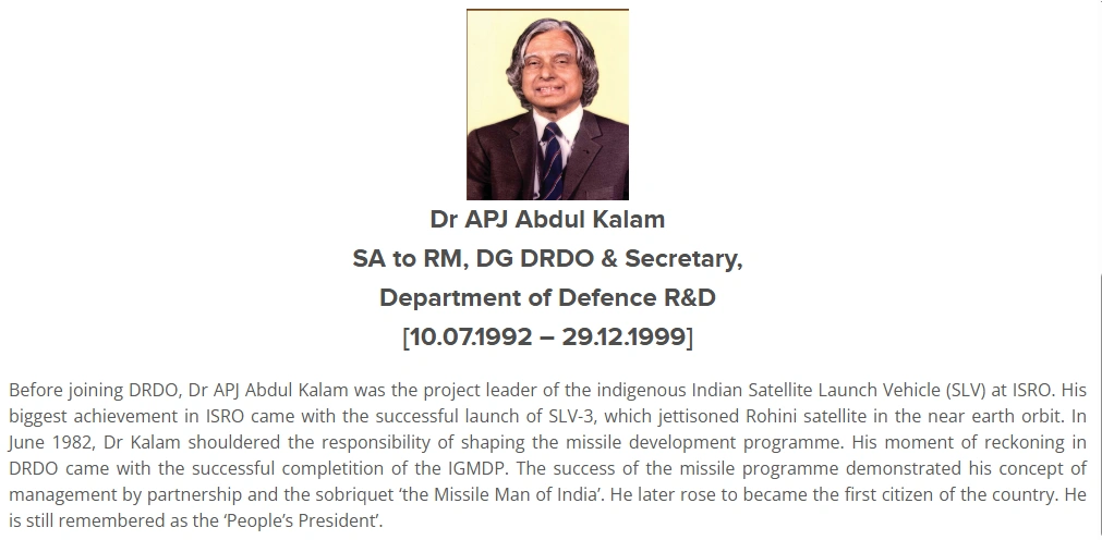 Dr. apj abdul kalam on DRDO